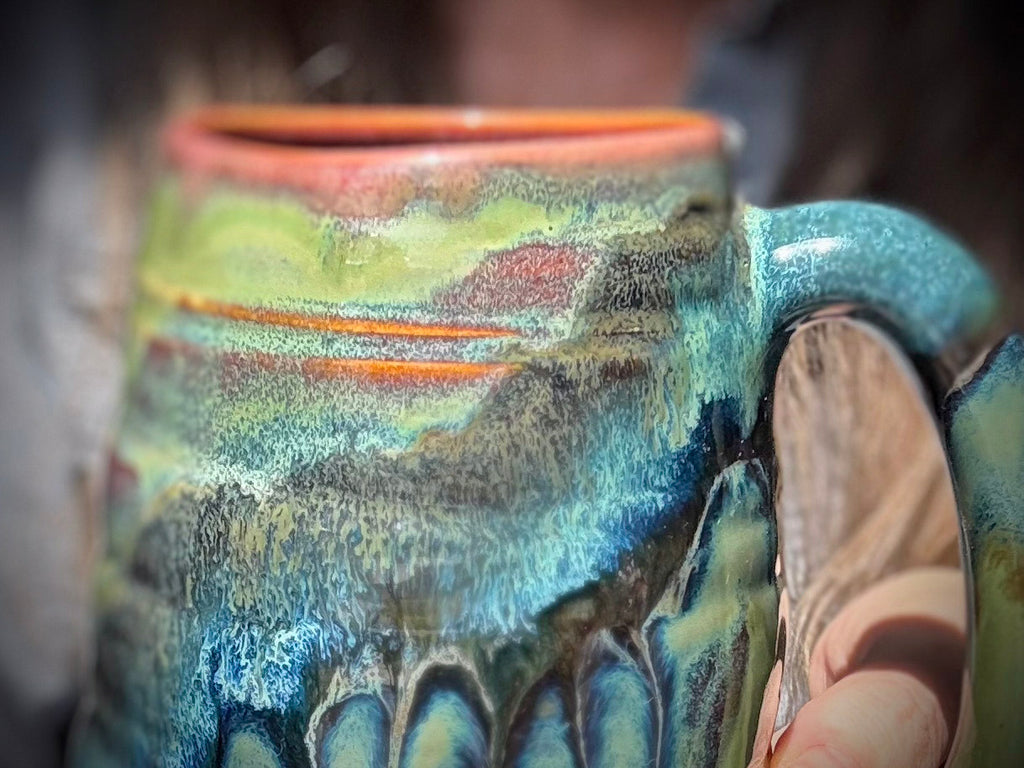 12-D Green 'FLOW' Swirly Mug, 19 oz.