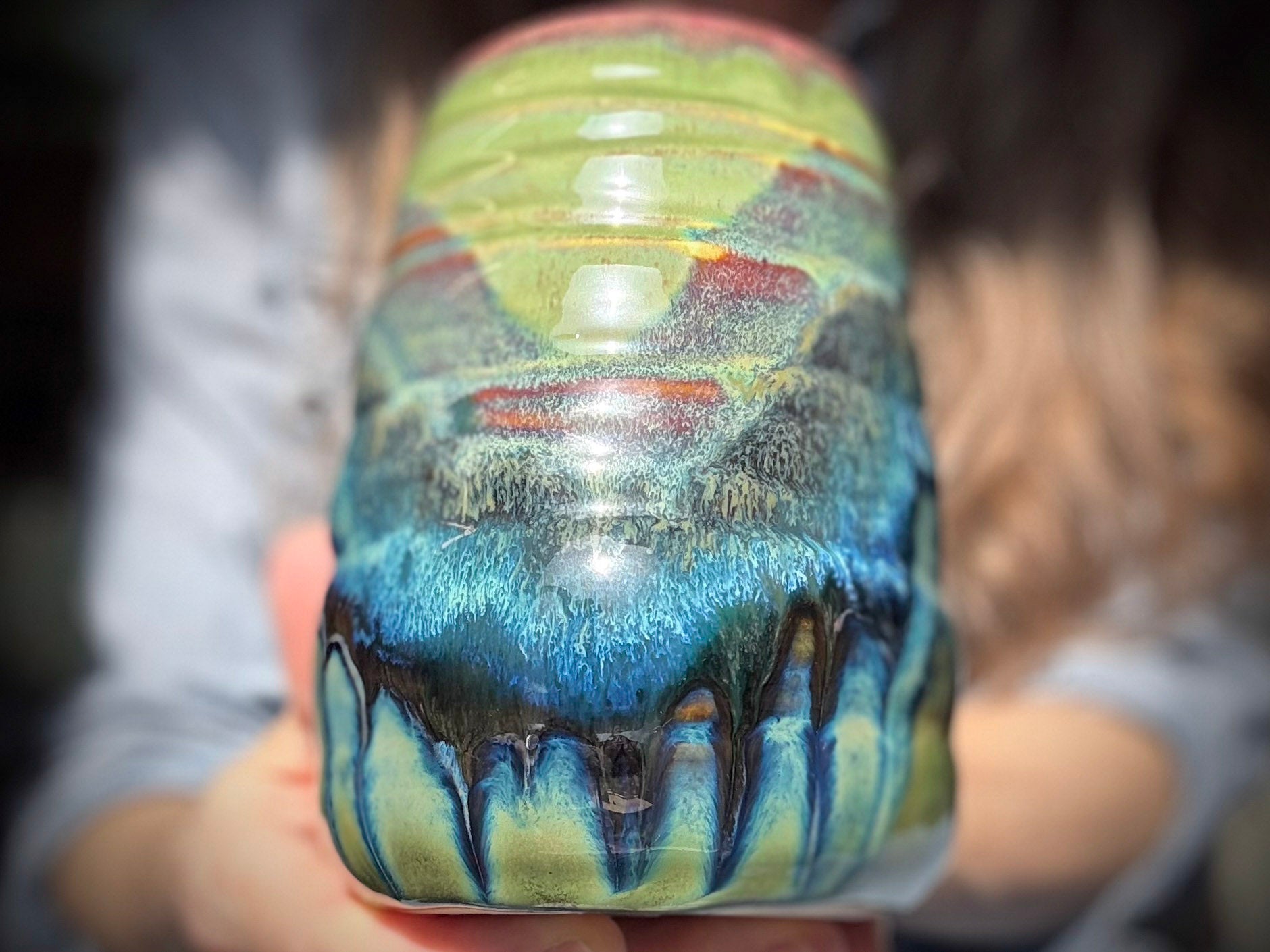 12-D Green 'FLOW' Swirly Mug, 19 oz.