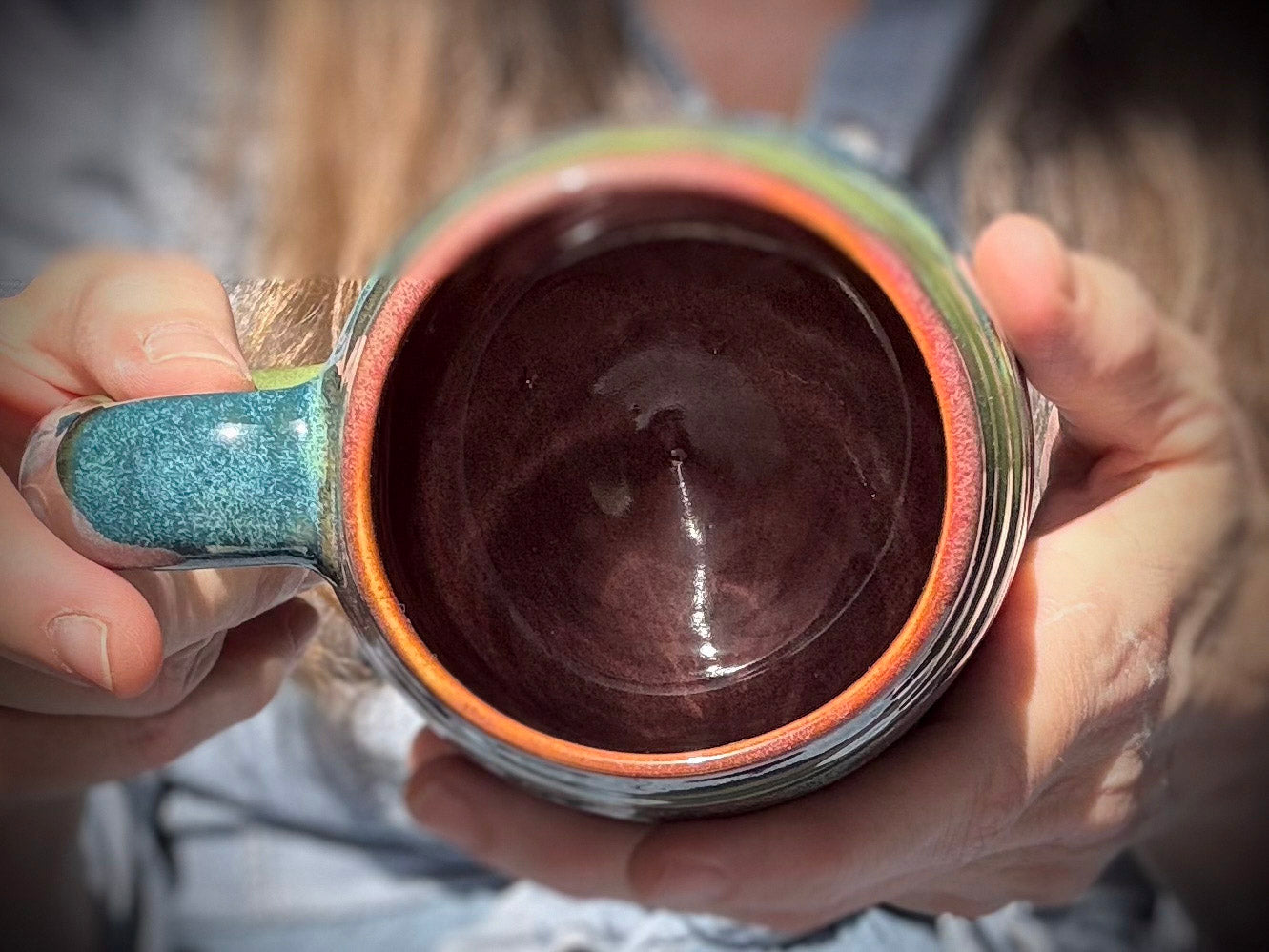 12-D Green 'FLOW' Swirly Mug, 19 oz.