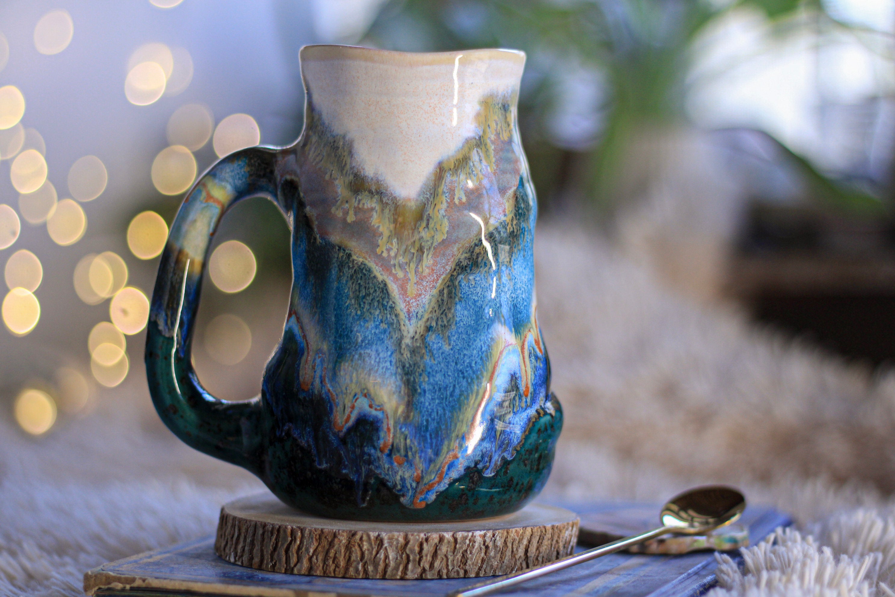 02-A Smoky Mountain Barely Flared Textured Divot Mug - TOP SHELF MISFIT, 23 oz.