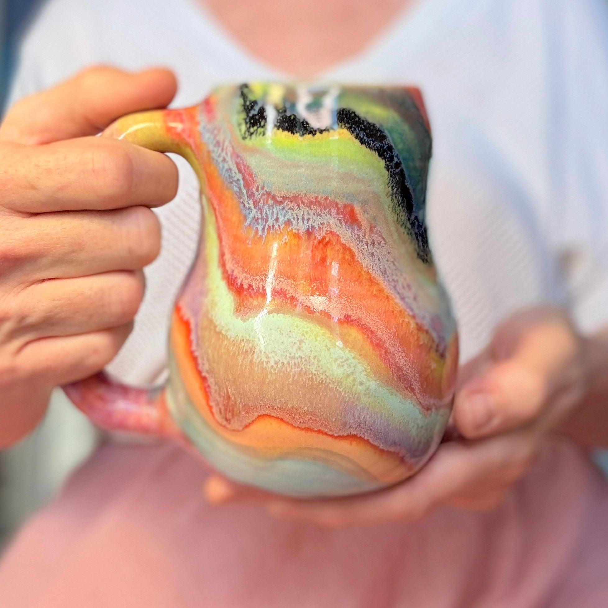 13-B Pastel Rainbow Gourd Mug, 20 oz.