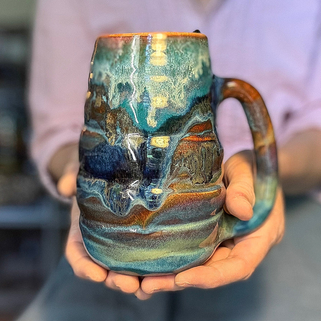 14-C Turquoise PROTOTYPE Swirly Mug, 26 oz.