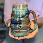 14-C Turquoise PROTOTYPE Swirly Mug, 26 oz.