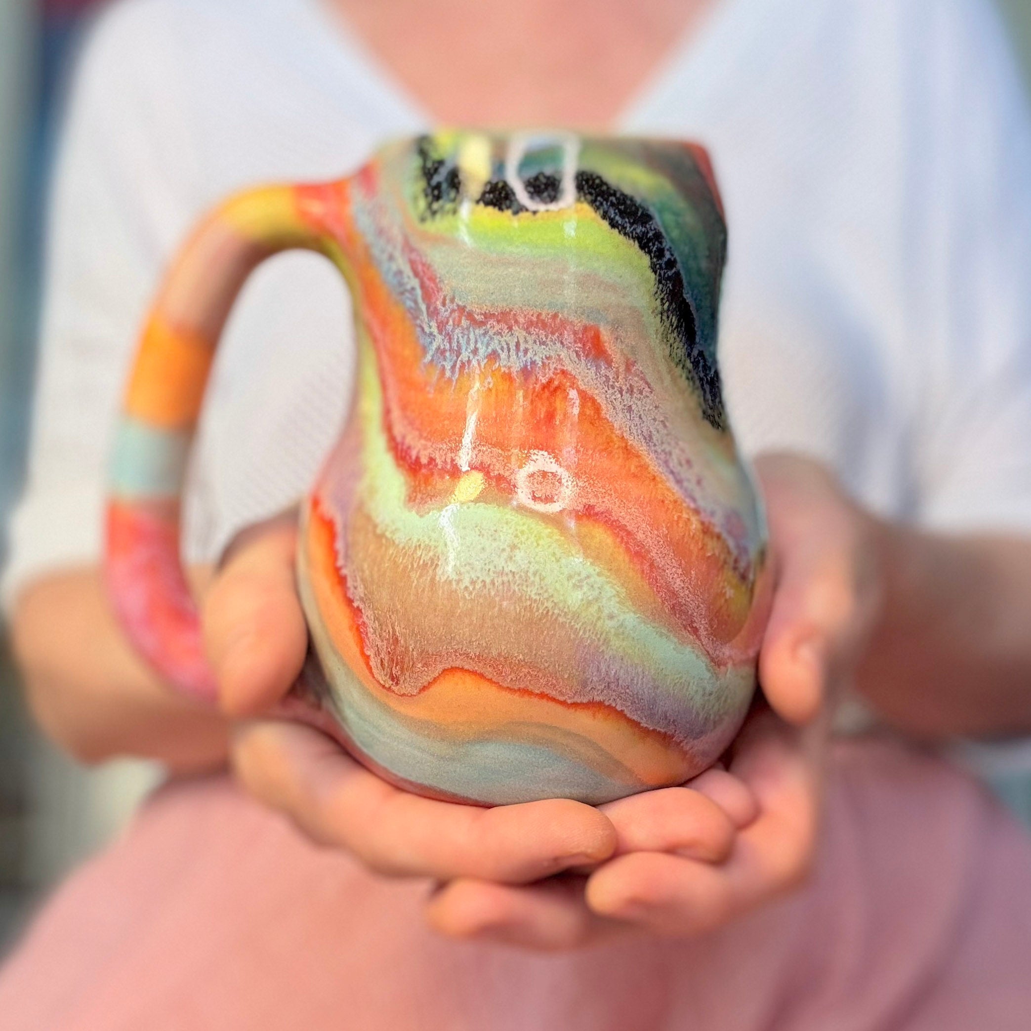 13-B Pastel Rainbow Gourd Mug, 20 oz.