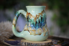 Load image into Gallery viewer, 10-D Aqua Mountains Barely Flared Textured Divot 'Cuddle' Mug, 17 oz.