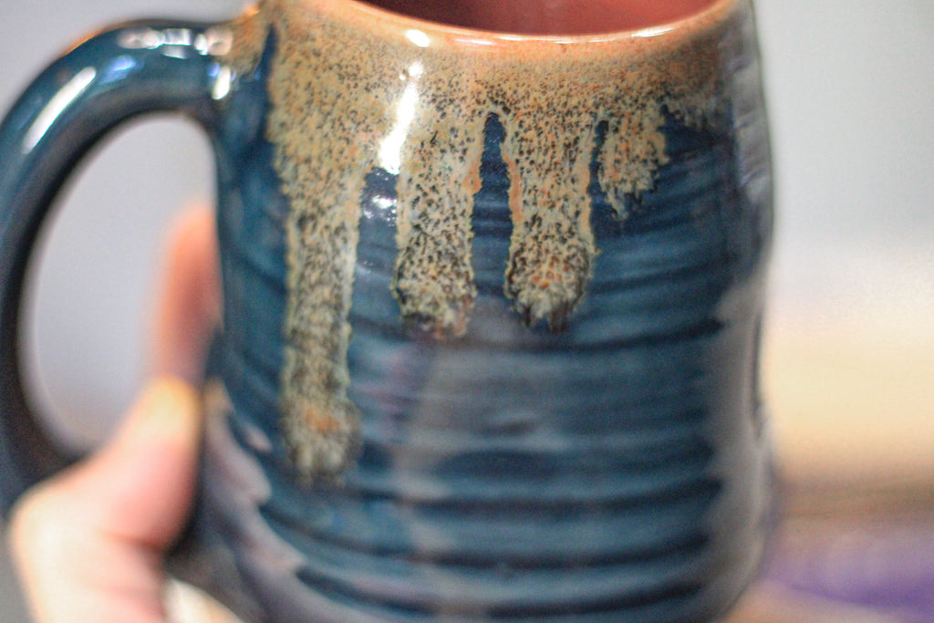 10-F Deep Blue Textured Mug, 16 oz.