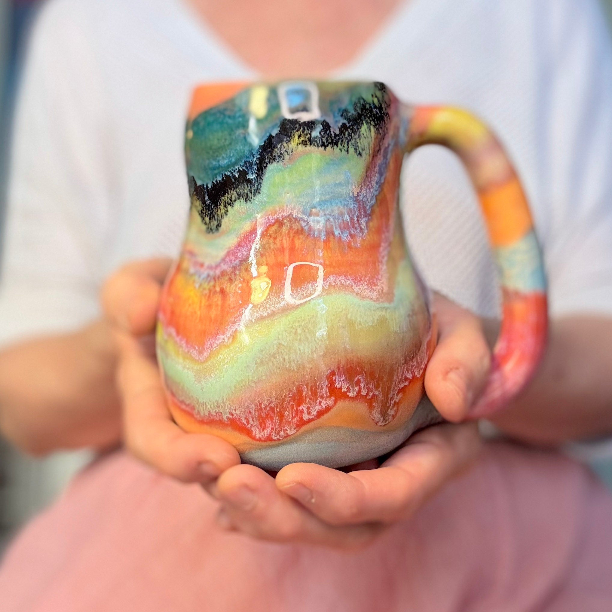 13-B Pastel Rainbow Gourd Mug, 20 oz.