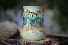 Load image into Gallery viewer, 10-D Aqua Mountains Barely Flared Textured Divot 'Cuddle' Mug, 17 oz.