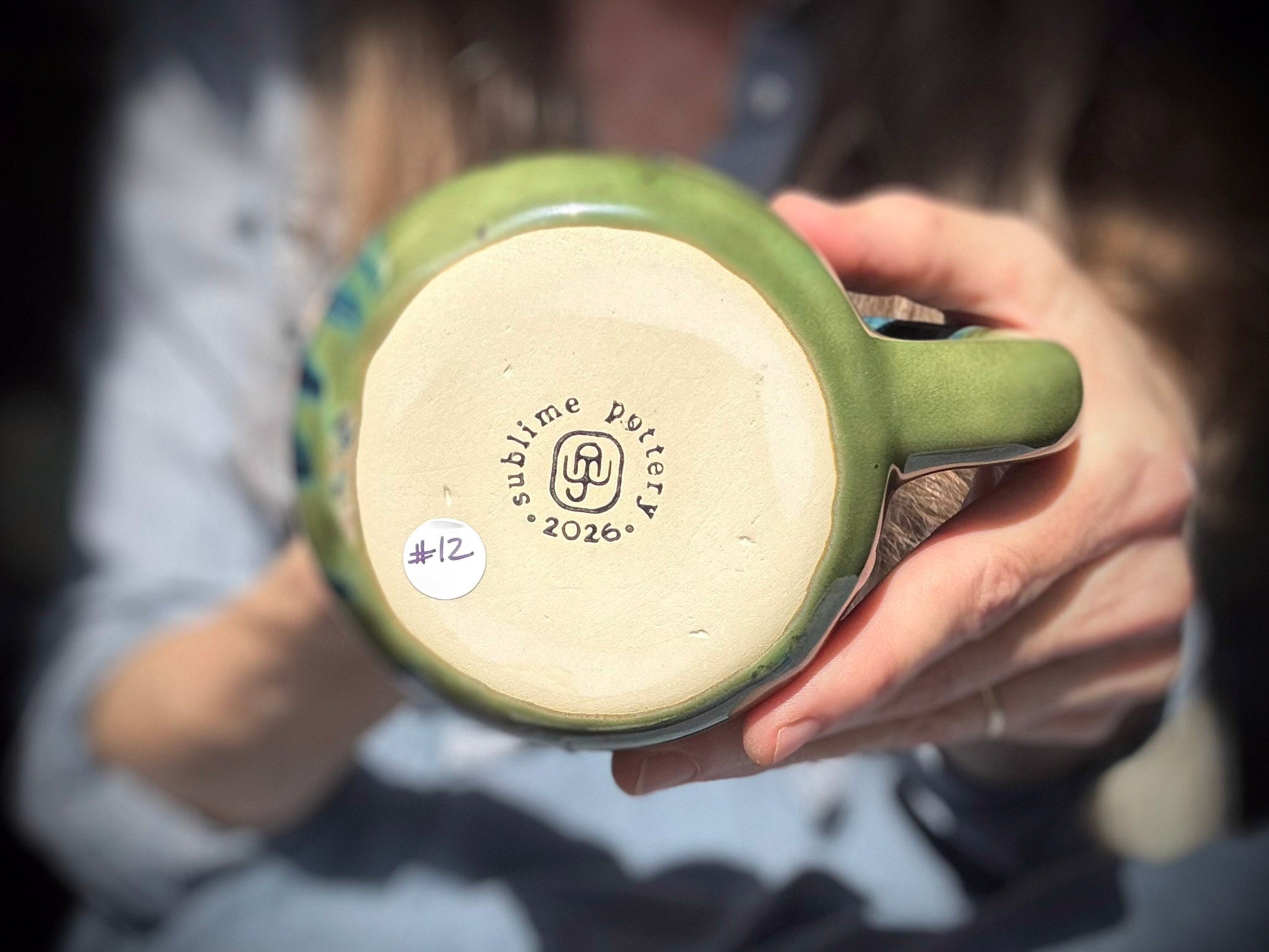 12-D Green 'FLOW' Swirly Mug, 19 oz.