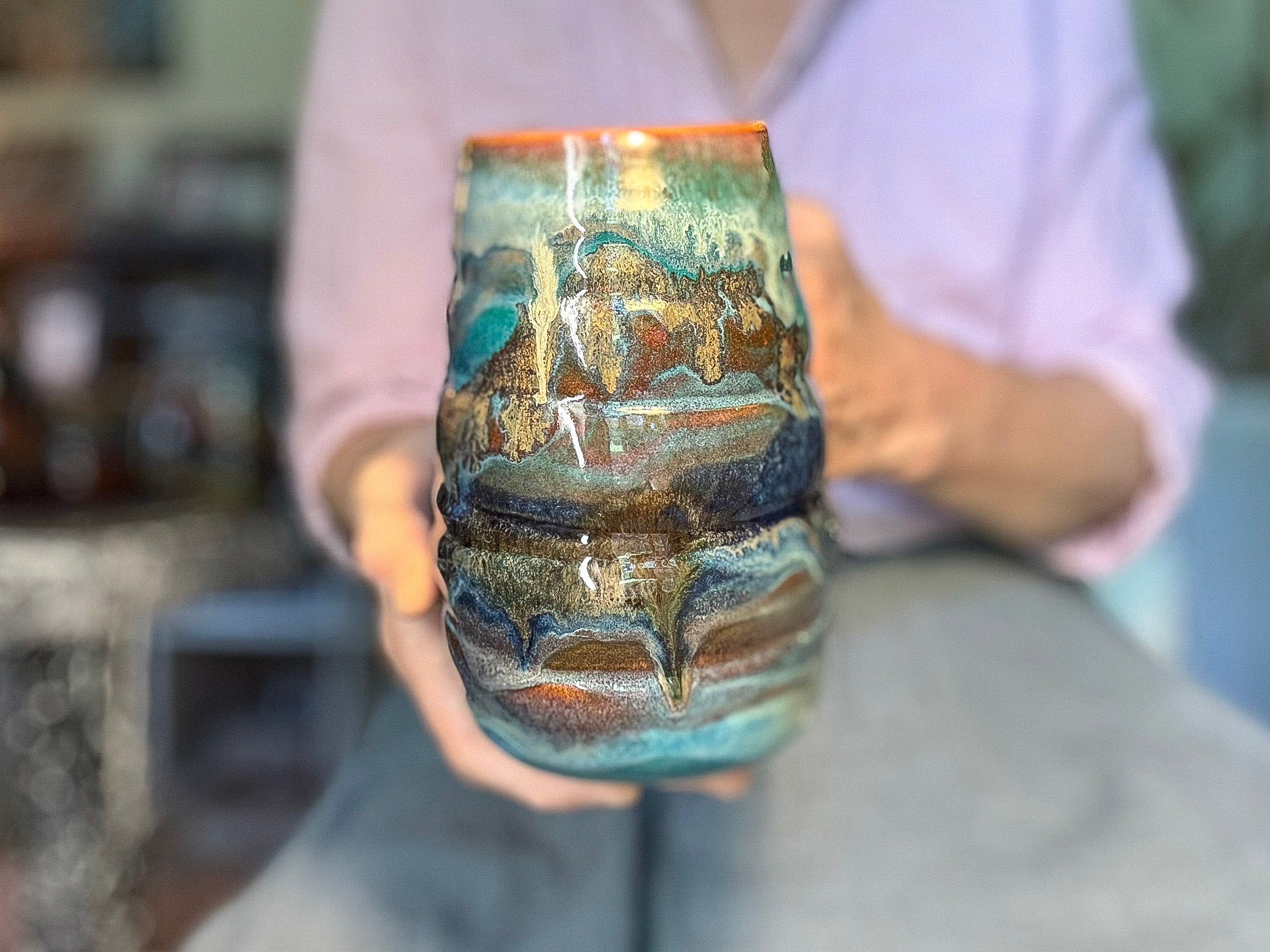 14-C Turquoise PROTOTYPE Swirly Mug, 26 oz.