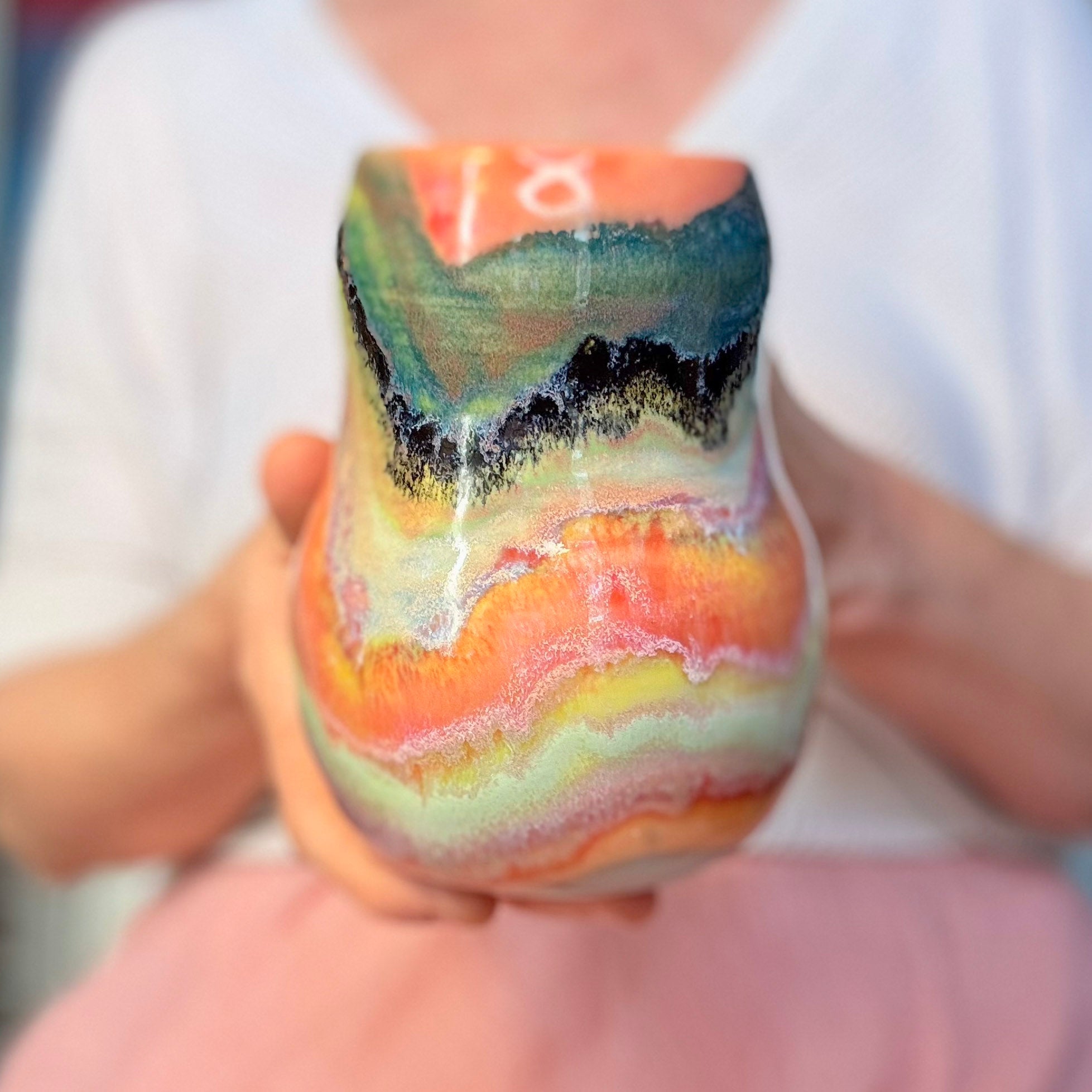 13-B Pastel Rainbow Gourd Mug, 20 oz.