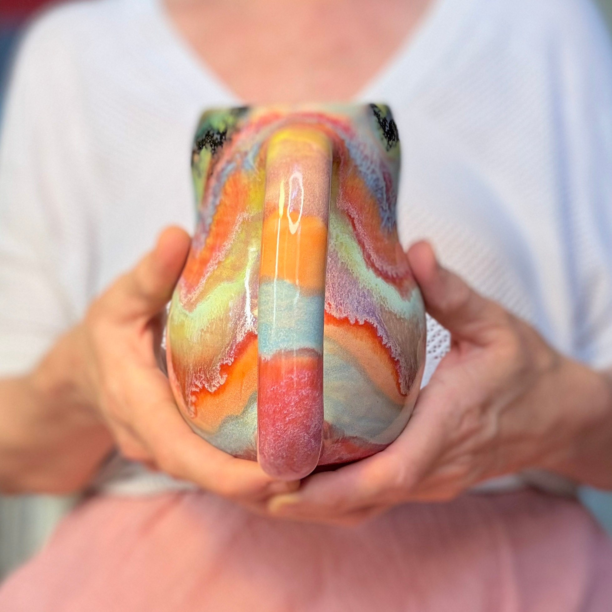 13-B Pastel Rainbow Gourd Mug, 20 oz.