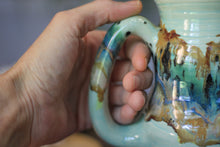Load image into Gallery viewer, 10-D Aqua Mountains Barely Flared Textured Divot 'Cuddle' Mug, 17 oz.