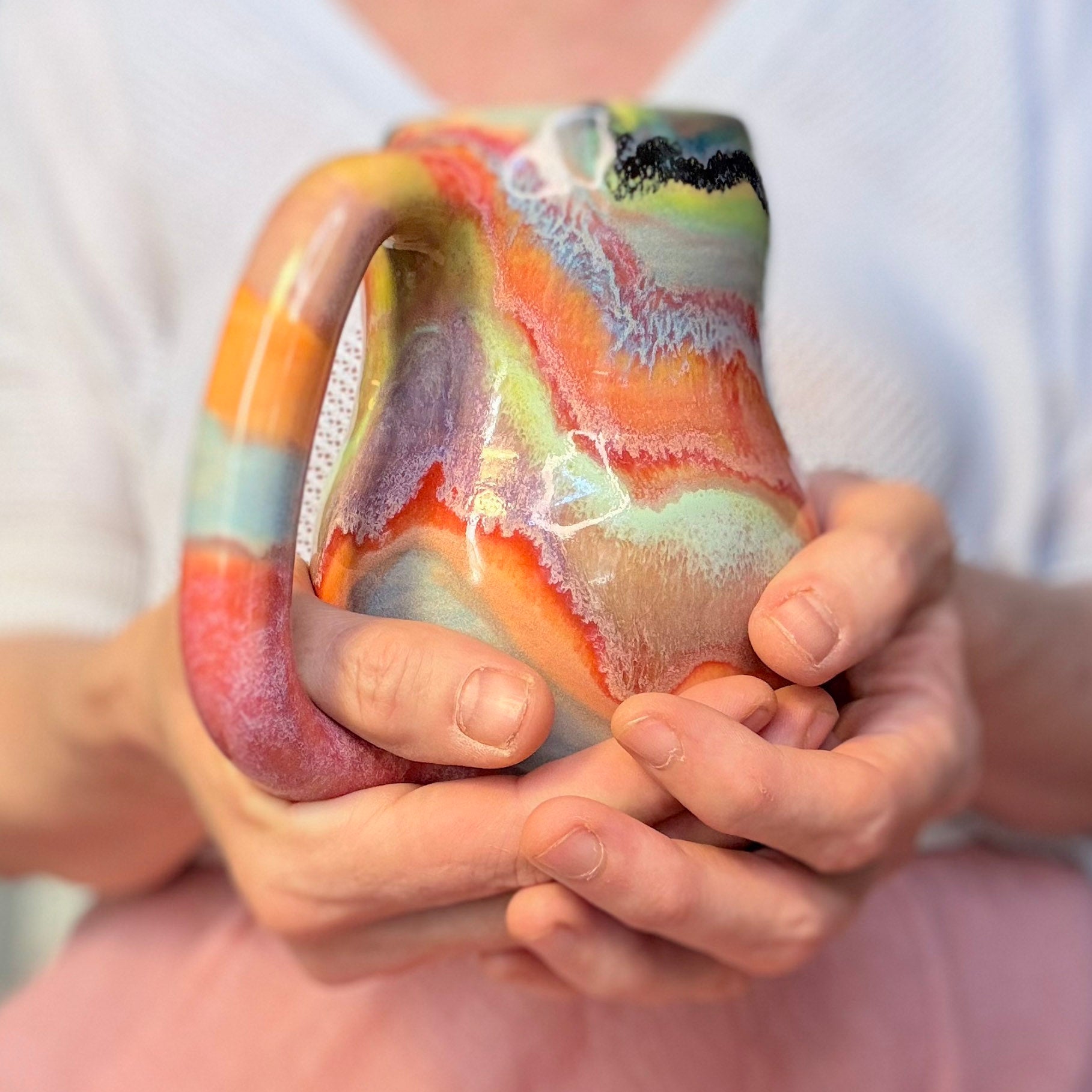 13-B Pastel Rainbow Gourd Mug, 20 oz.