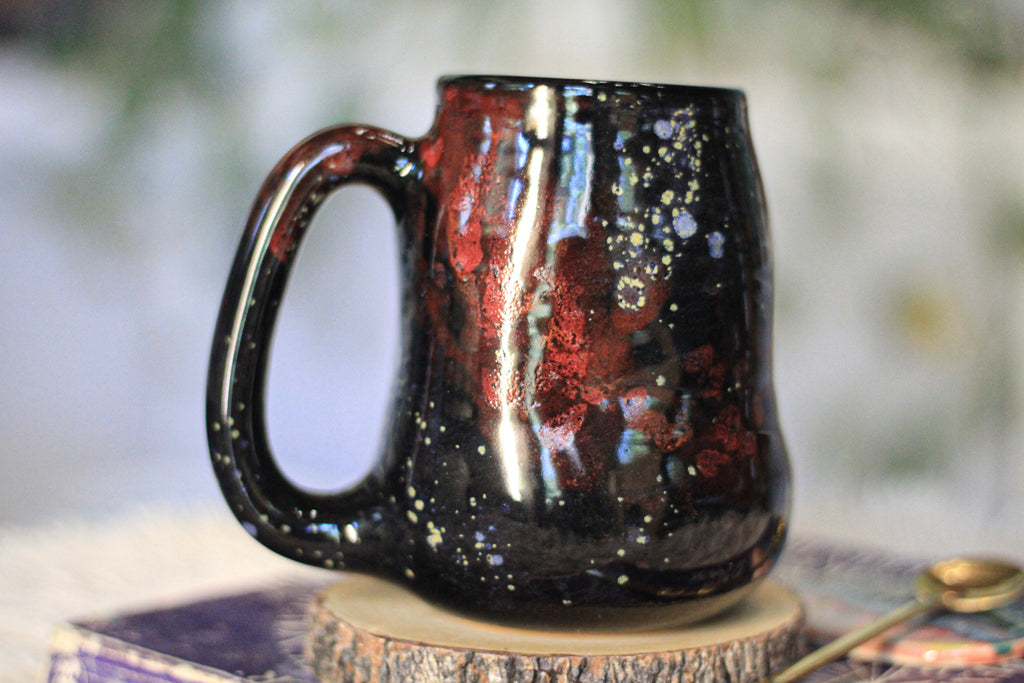 12-F Scarlet Stellar Chaos Textured Divot Mug, 17 oz.