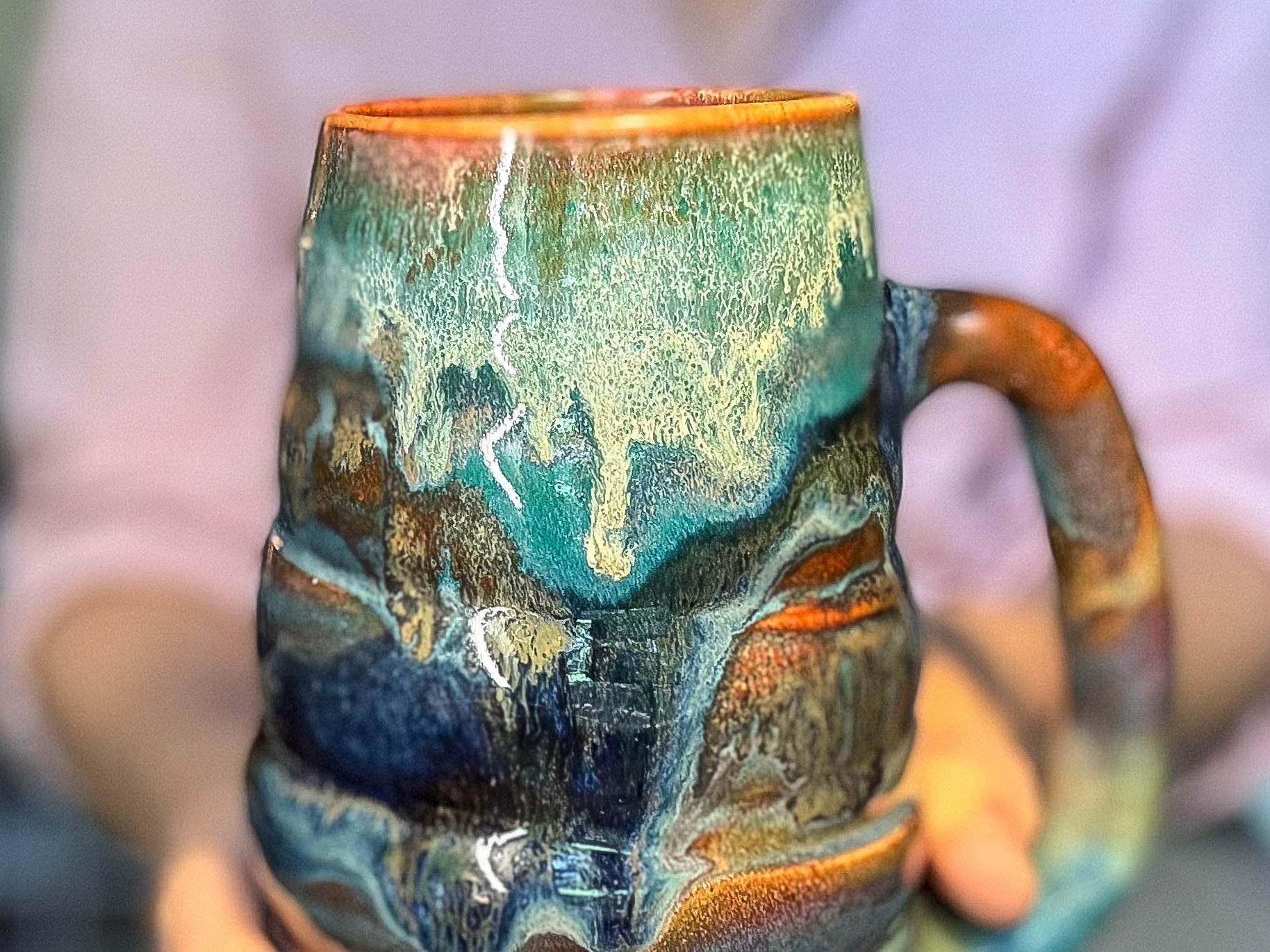14-C Turquoise PROTOTYPE Swirly Mug, 26 oz.