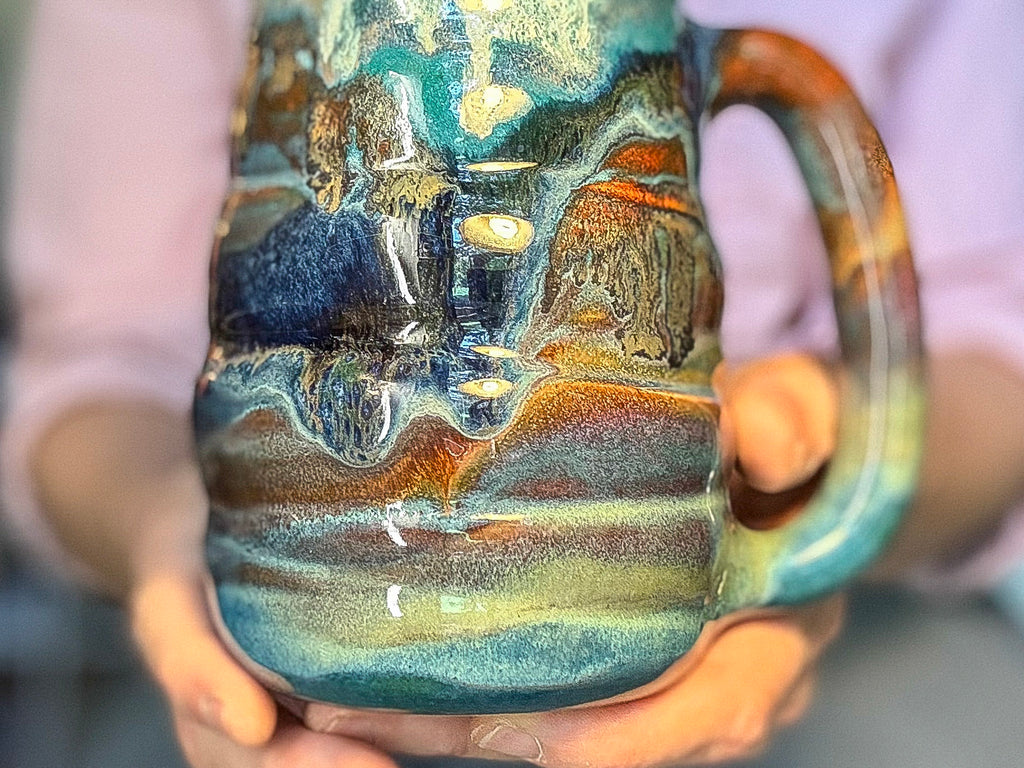 14-C Turquoise PROTOTYPE Swirly Mug, 26 oz.
