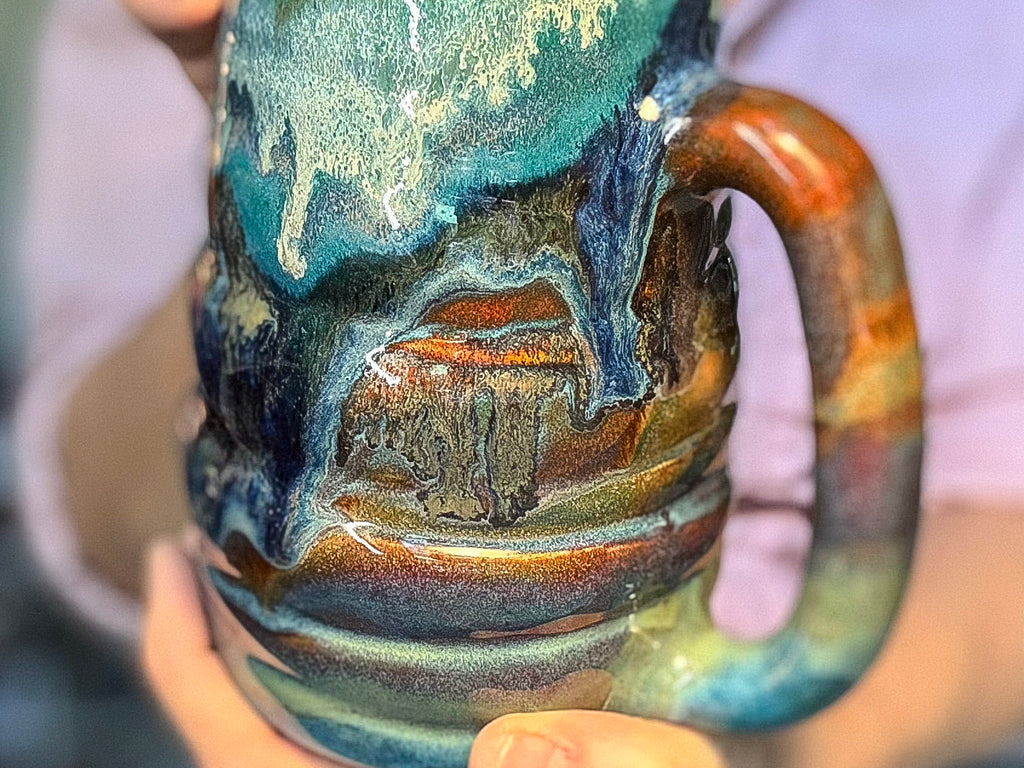 14-C Turquoise PROTOTYPE Swirly Mug, 26 oz.