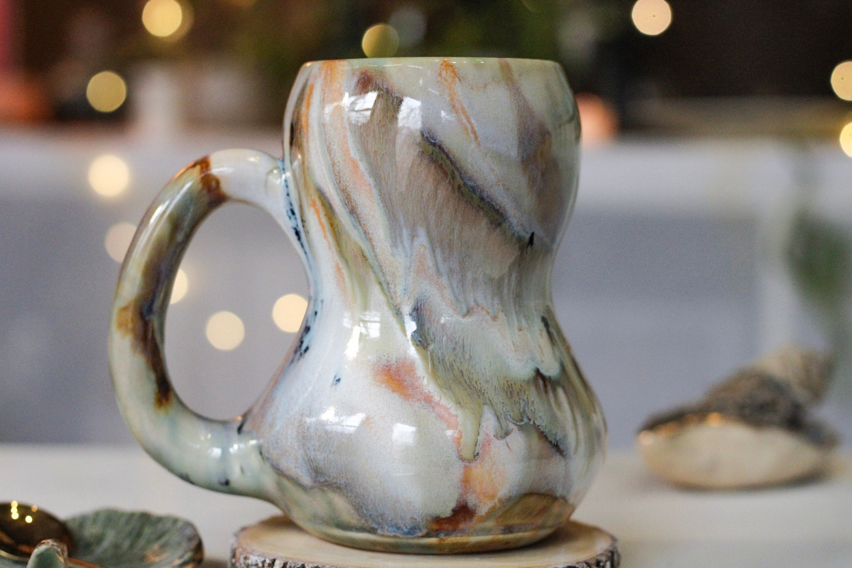 02-B Soft Earth Series PROTOTYPE Acorn Gourd Mug - TOP SHELF, 19 oz.