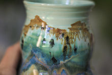 Load image into Gallery viewer, 10-D Aqua Mountains Barely Flared Textured Divot 'Cuddle' Mug, 17 oz.