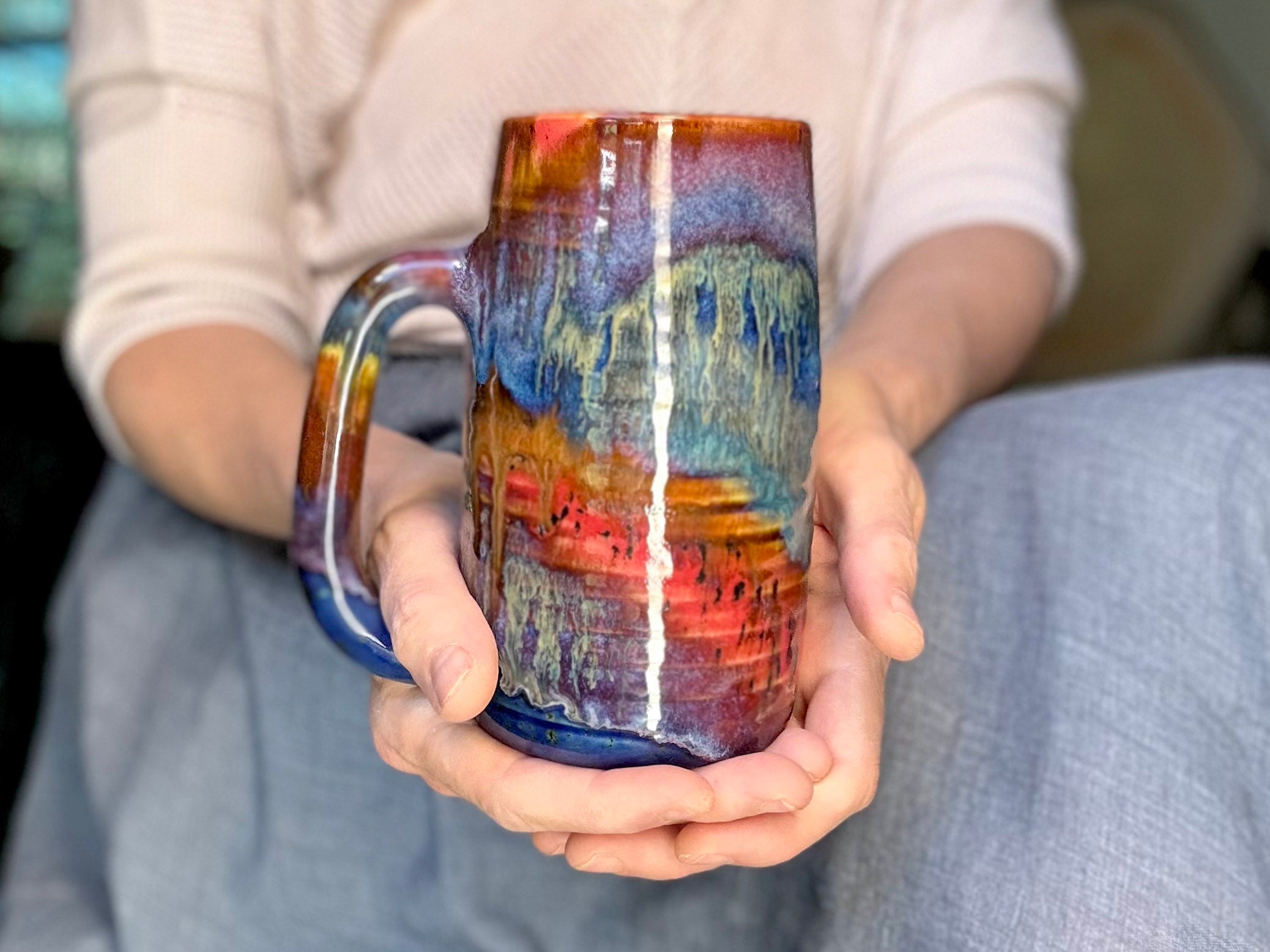 15-D Rainbow Strata Textured Stein Mug, 20 oz.