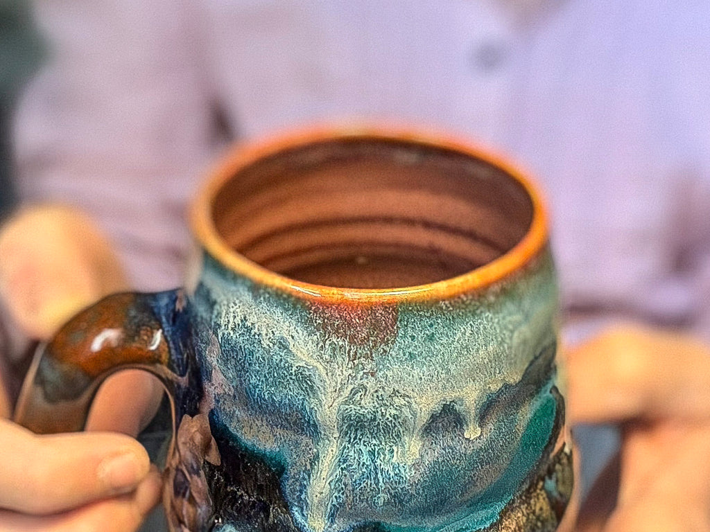 14-C Turquoise PROTOTYPE Swirly Mug, 26 oz.