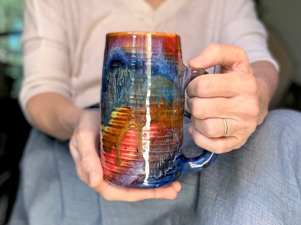 15-D Rainbow Strata Textured Stein Mug, 20 oz.