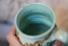 Load image into Gallery viewer, 10-D Aqua Mountains Barely Flared Textured Divot 'Cuddle' Mug, 17 oz.