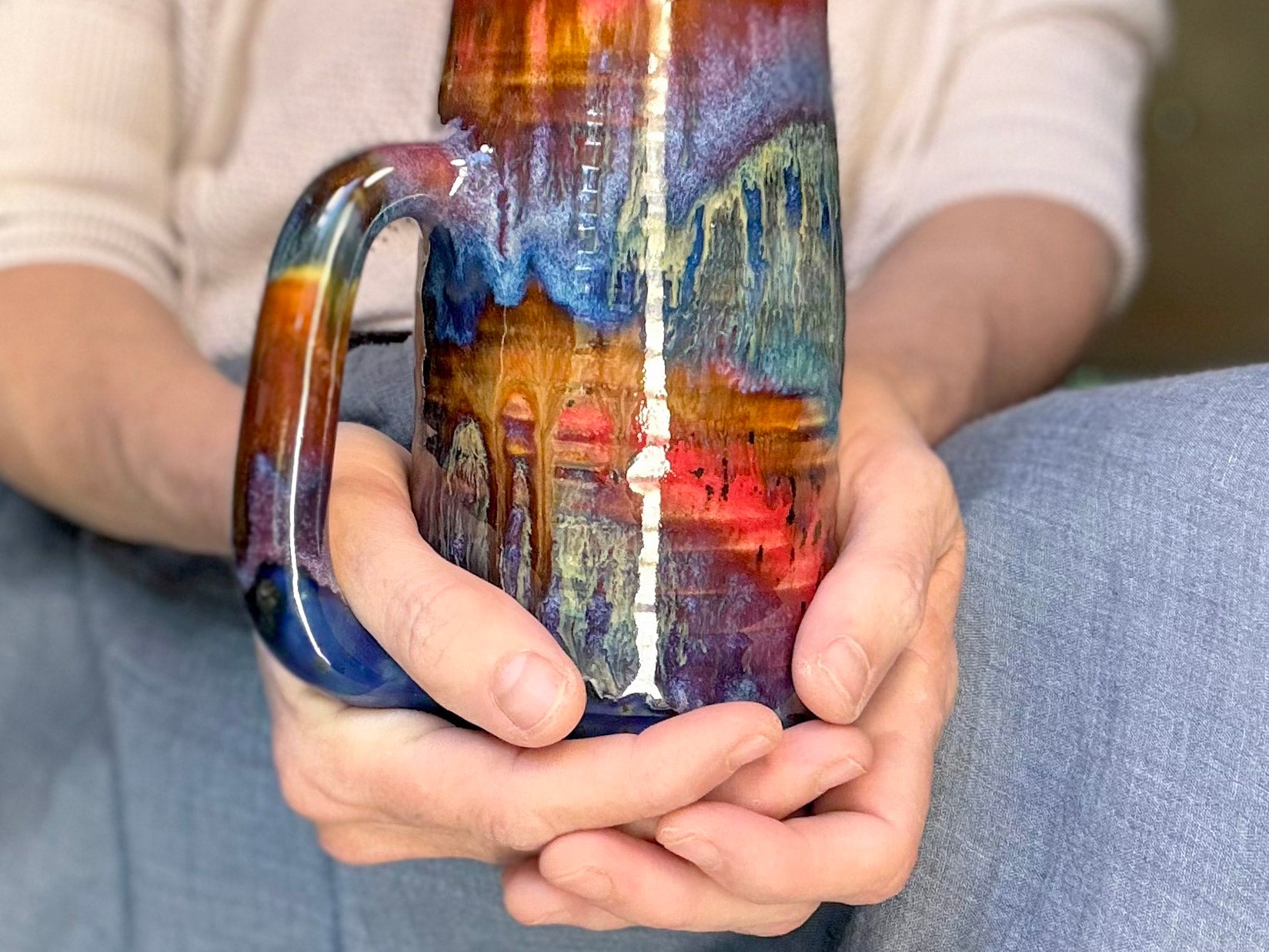 15-D Rainbow Strata Textured Stein Mug, 20 oz.