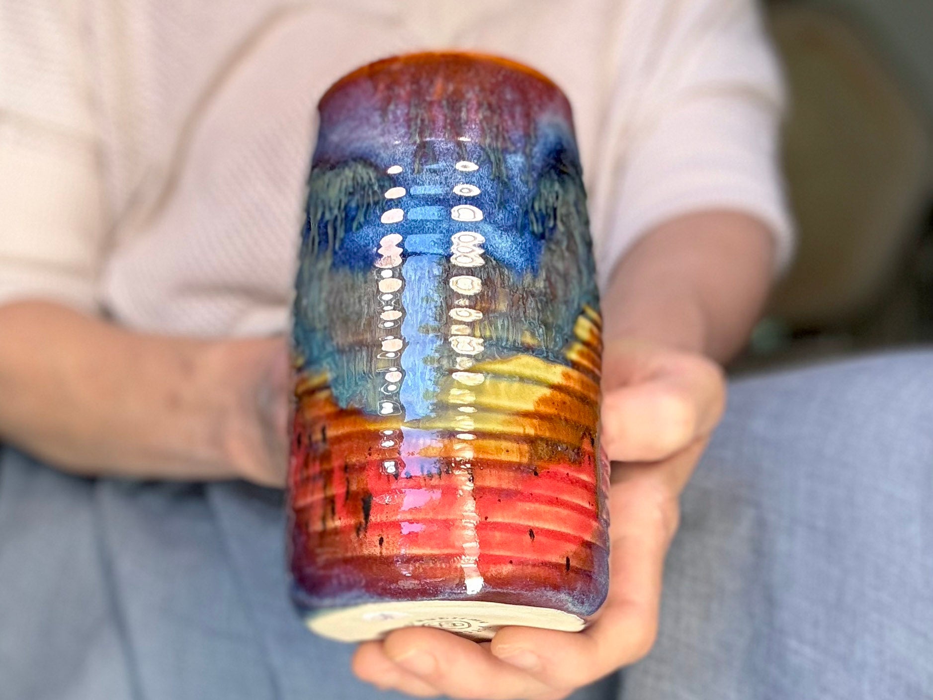 15-D Rainbow Strata Textured Stein Mug, 20 oz.