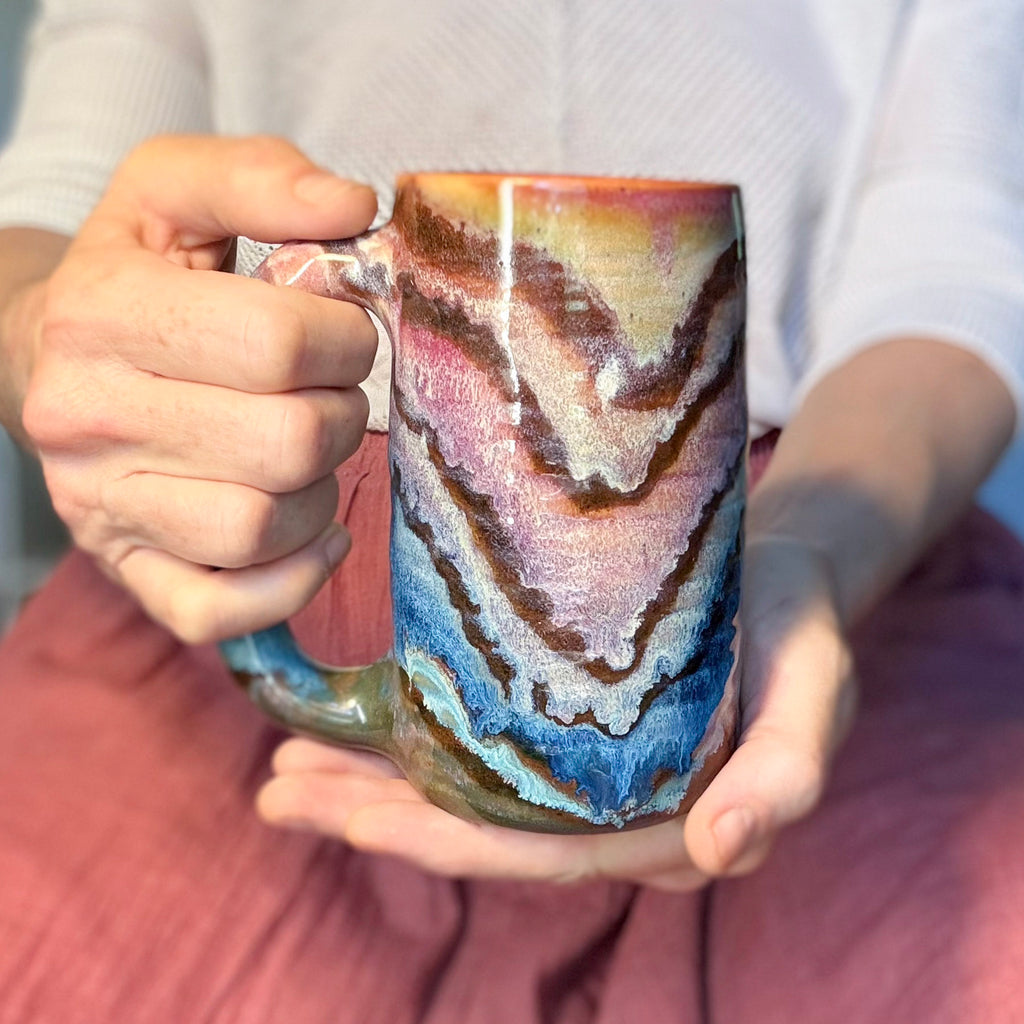 15-D Rainbow Family Variation Textured Stein Mug, 14 oz.
