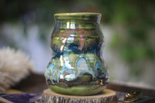 Load image into Gallery viewer, 11-D Olive Mountains Barely Flared Textured Divot 'Cuddle' Mug, 17 oz.