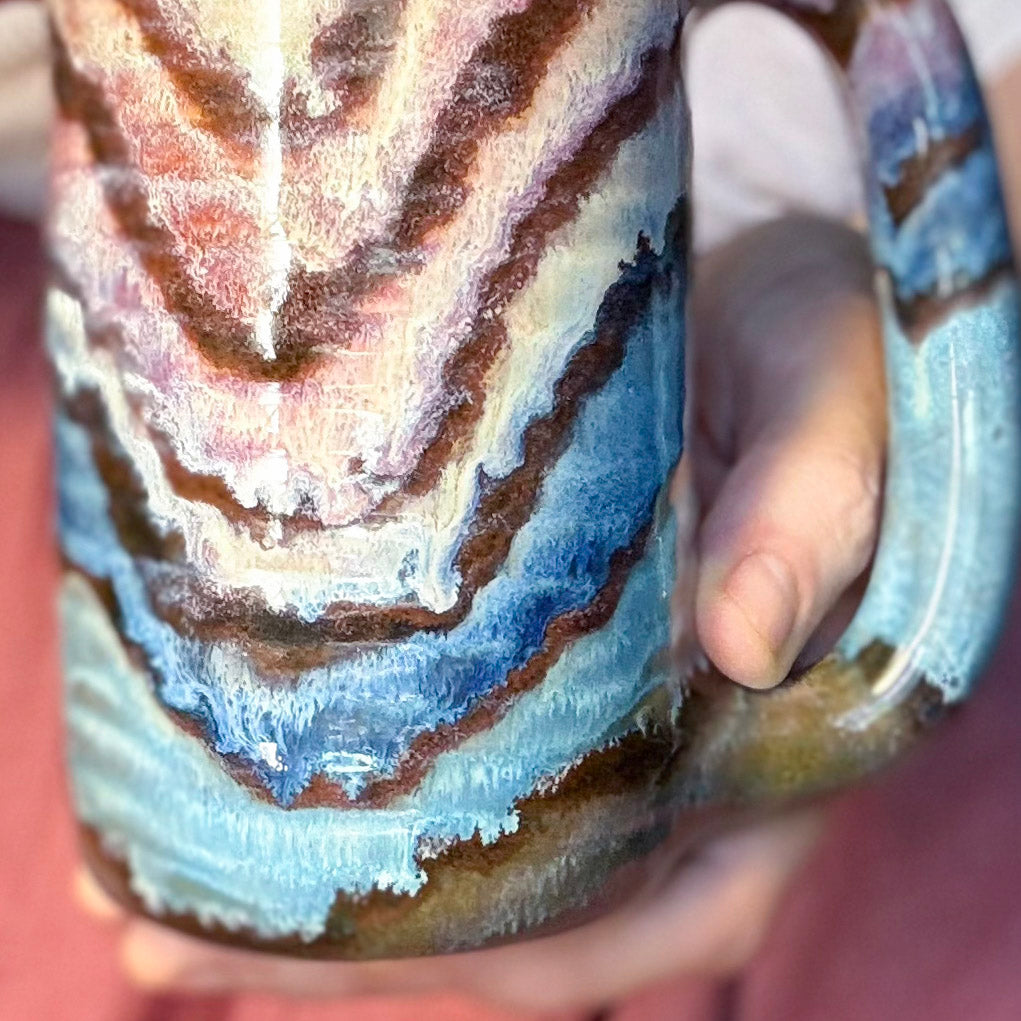 15-D Rainbow Family Variation Textured Stein Mug, 14 oz.