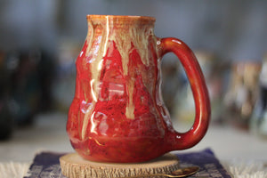 08-F Red EXPERIMENT Barely Flared Textured Divot Mug, 24 oz.