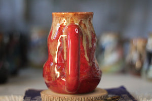 08-F Red EXPERIMENT Barely Flared Textured Divot Mug, 24 oz.