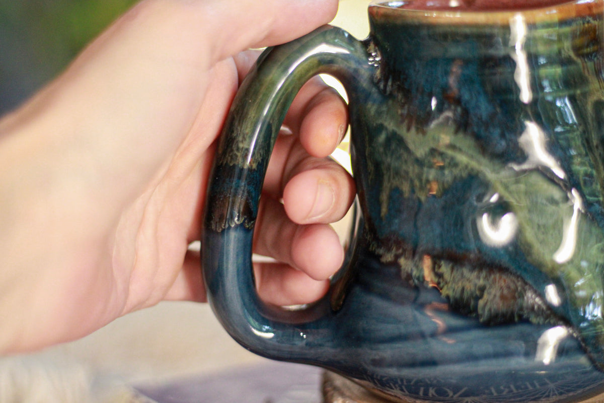 12-F EXPERIMENT Barely Flared Textured Divot Mug, 14 oz.