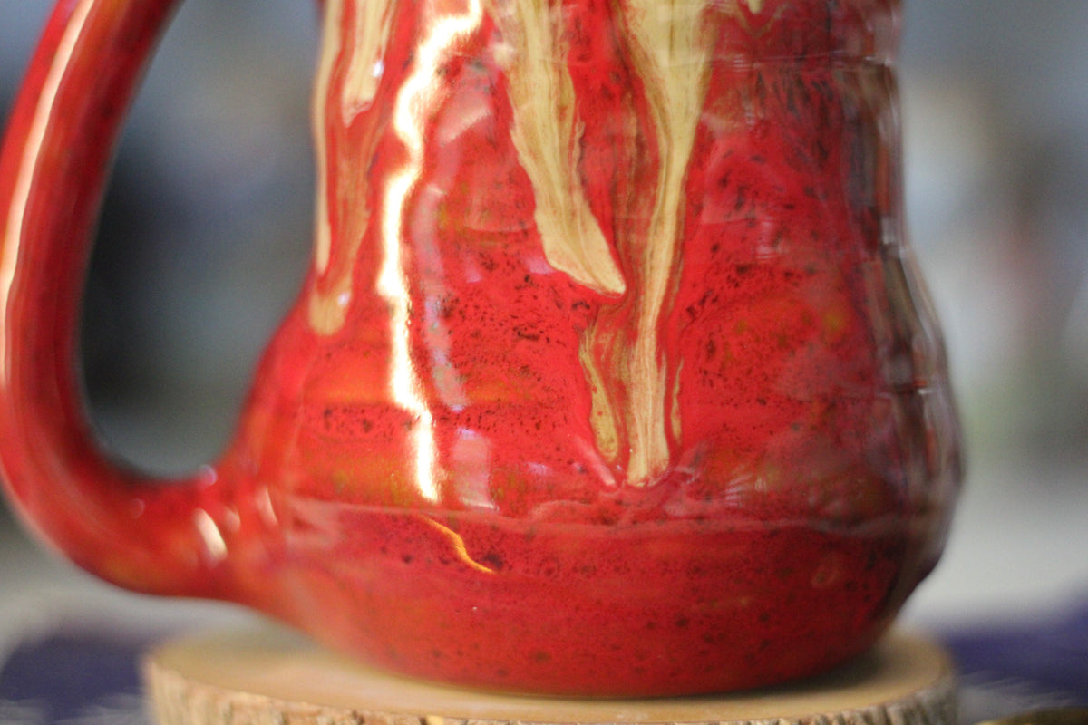 08-F Red EXPERIMENT Barely Flared Textured Divot Mug, 24 oz.