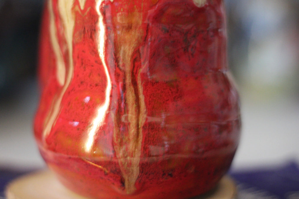 08-F Red EXPERIMENT Barely Flared Textured Divot Mug, 24 oz.
