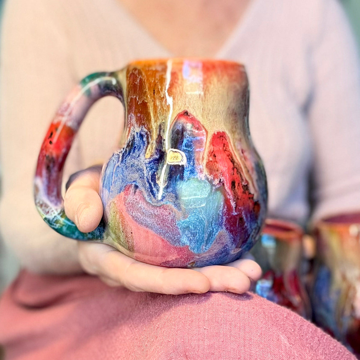 15-E Vibrant Whimsy Curvy Mug, 17 oz. (This listing is for one mug)