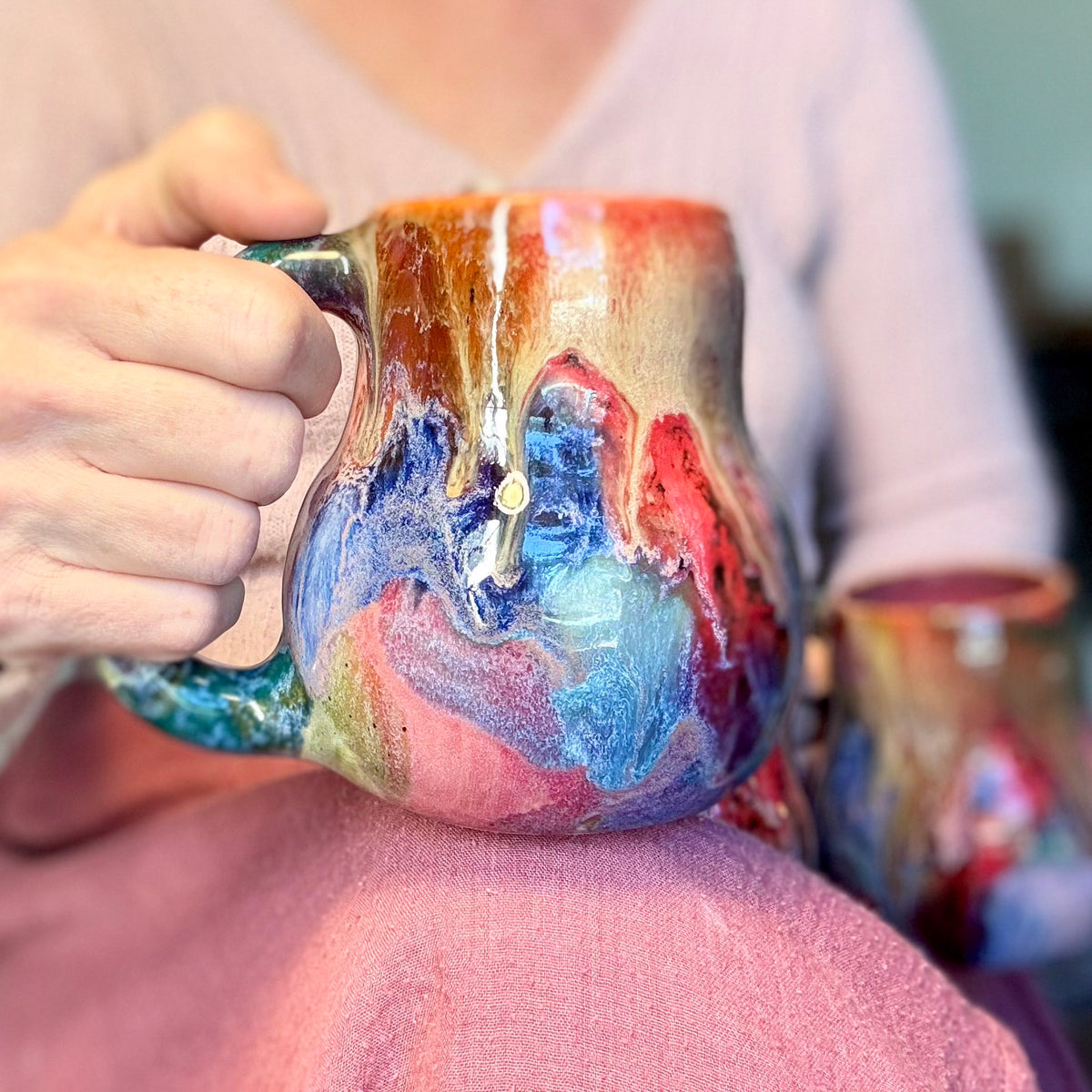 15-E Vibrant Whimsy Curvy Mug, 17 oz. (This listing is for one mug)