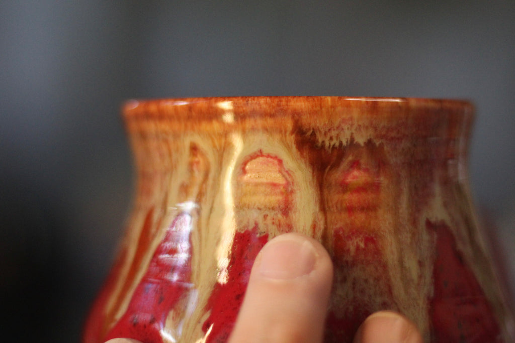 08-F Red EXPERIMENT Barely Flared Textured Divot Mug, 24 oz.