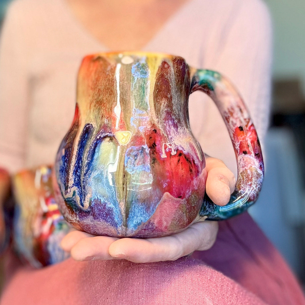 15-E Vibrant Whimsy Curvy Mug, 17 oz. (This listing is for one mug)