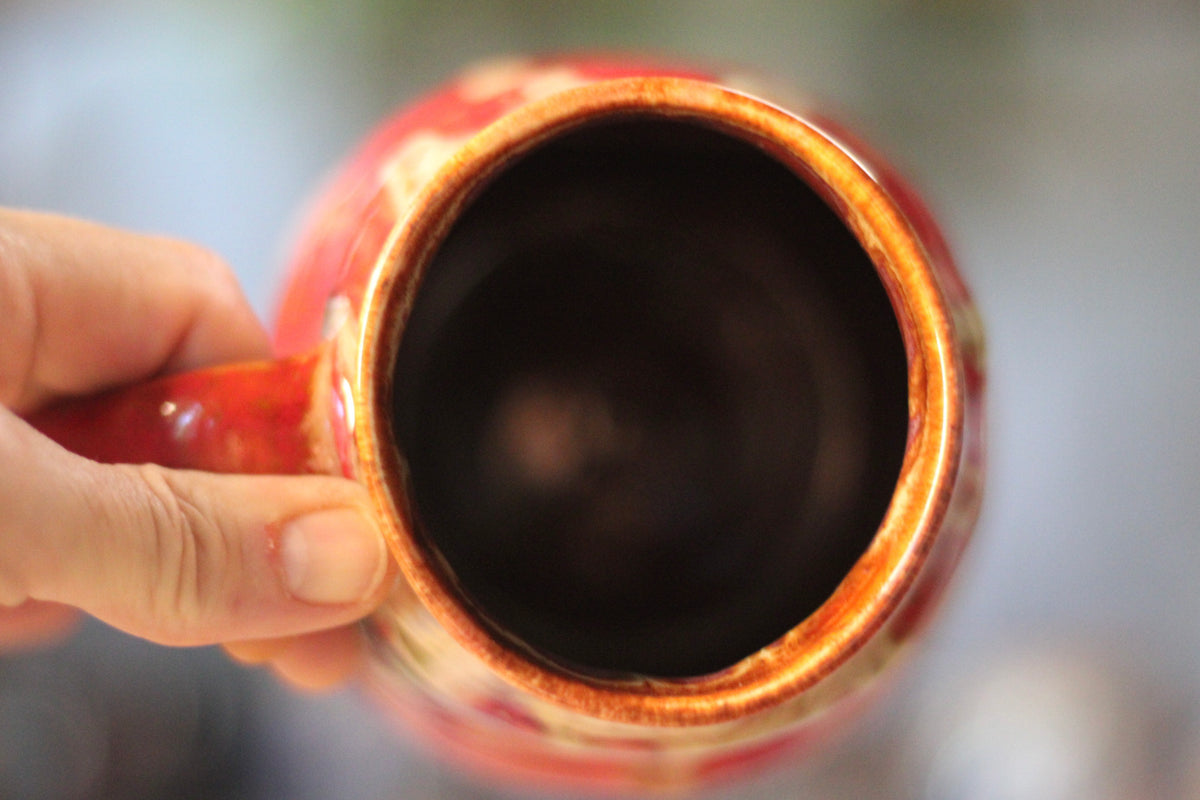 08-F Red EXPERIMENT Barely Flared Textured Divot Mug, 24 oz.