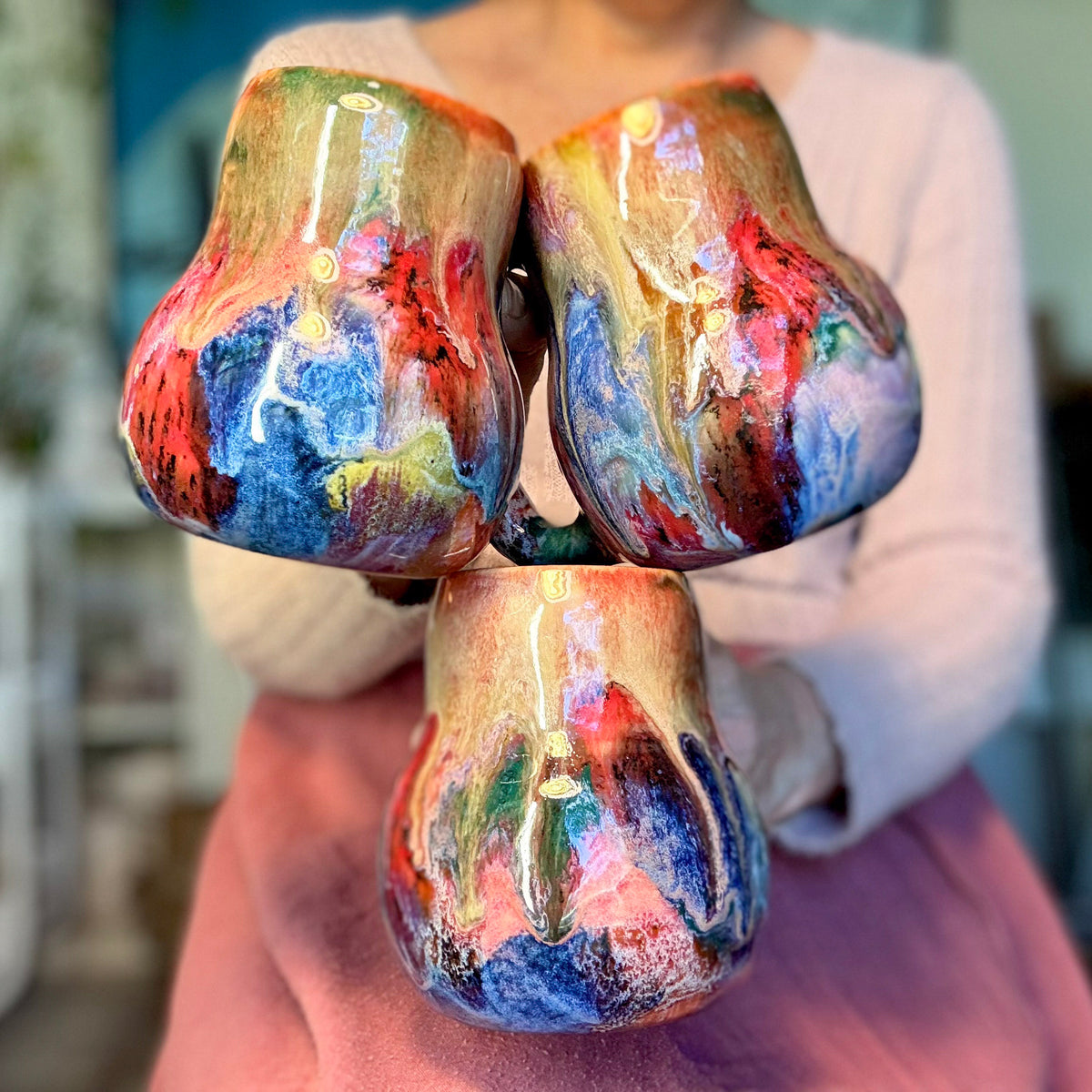 15-E Vibrant Whimsy Curvy Mug, 17 oz. (This listing is for one mug)