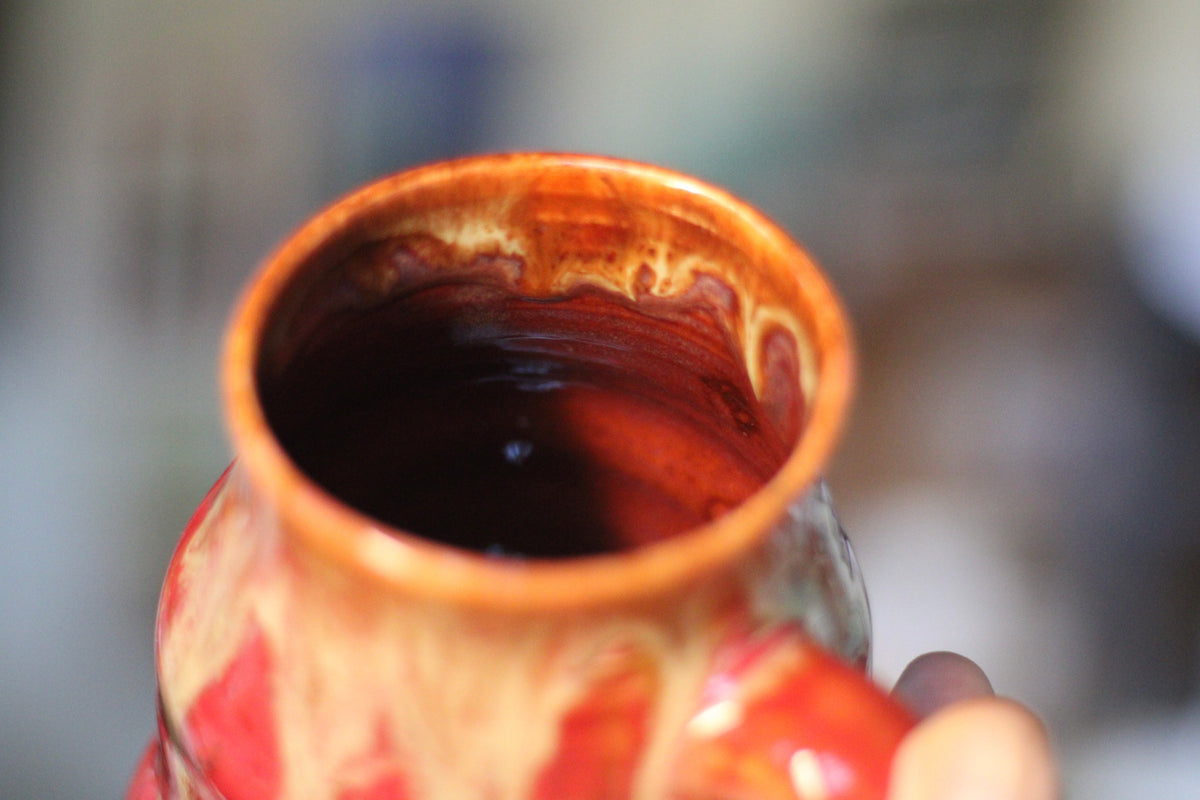 08-F Red EXPERIMENT Barely Flared Textured Divot Mug, 24 oz.