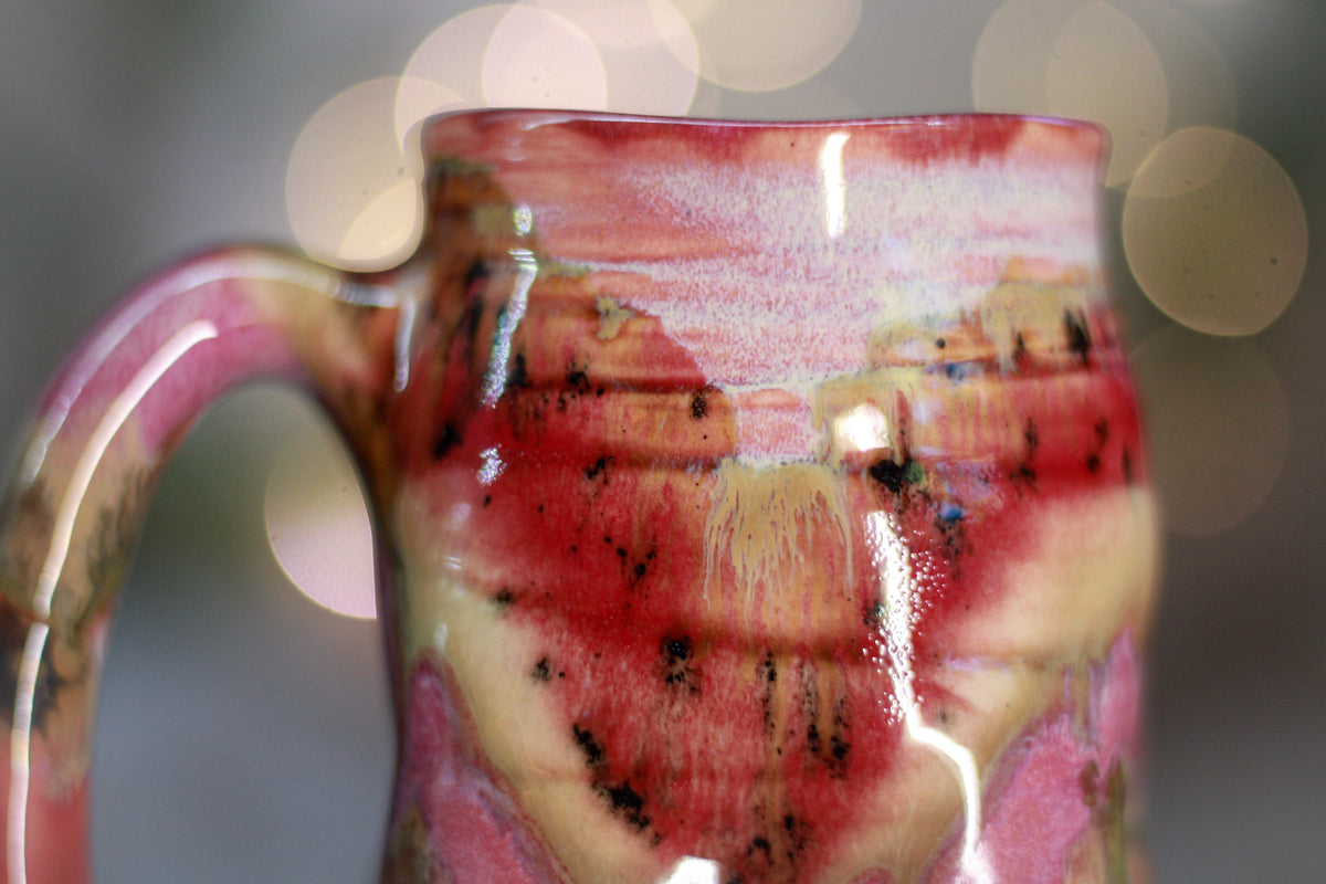 14-E Red EXPERIMENT Textured Divot Mug, 16 oz.