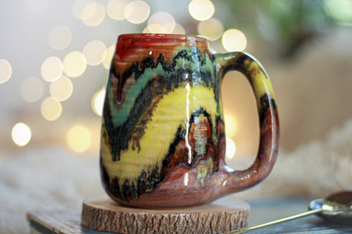 13-D Rainbow Family Variation Textured Mug, 15 oz.