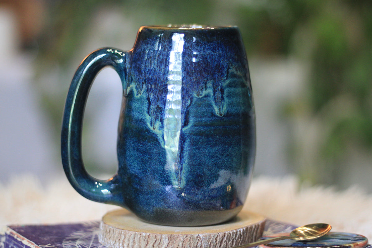 14-F Blue EXPERIMENT Textured Mug, 21 oz.