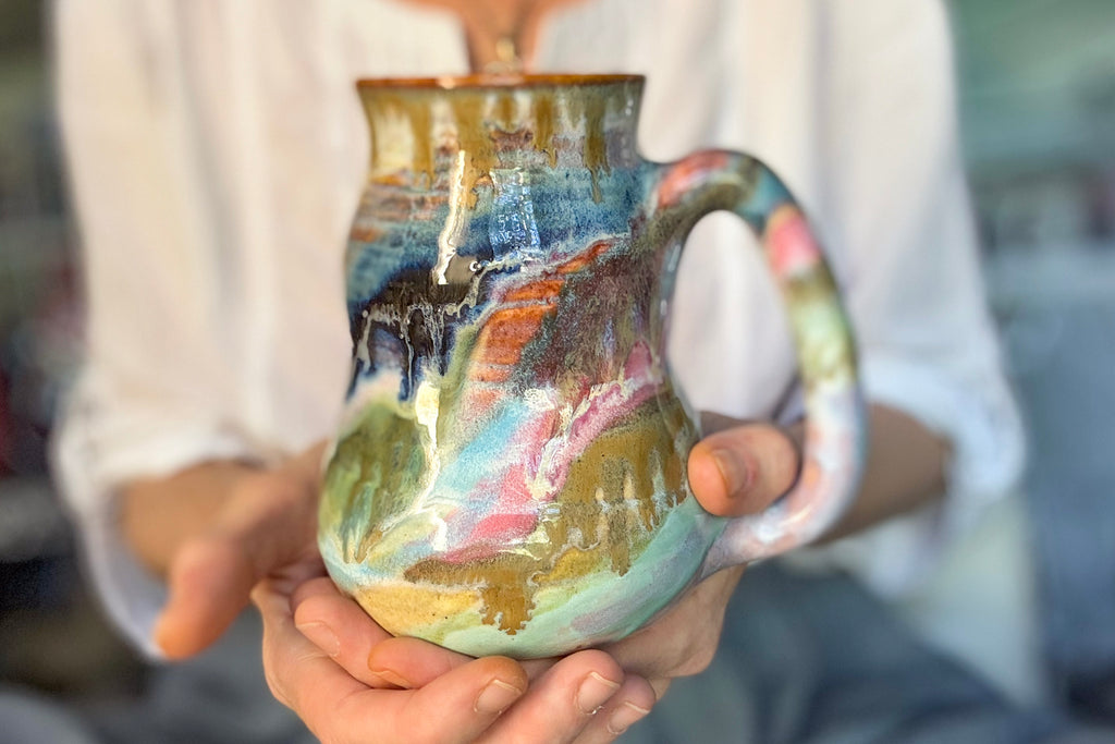01-D Pastel 'FLOW' Barely Flared Textured Divot Mug, 22 oz. (This listing is for one mug)