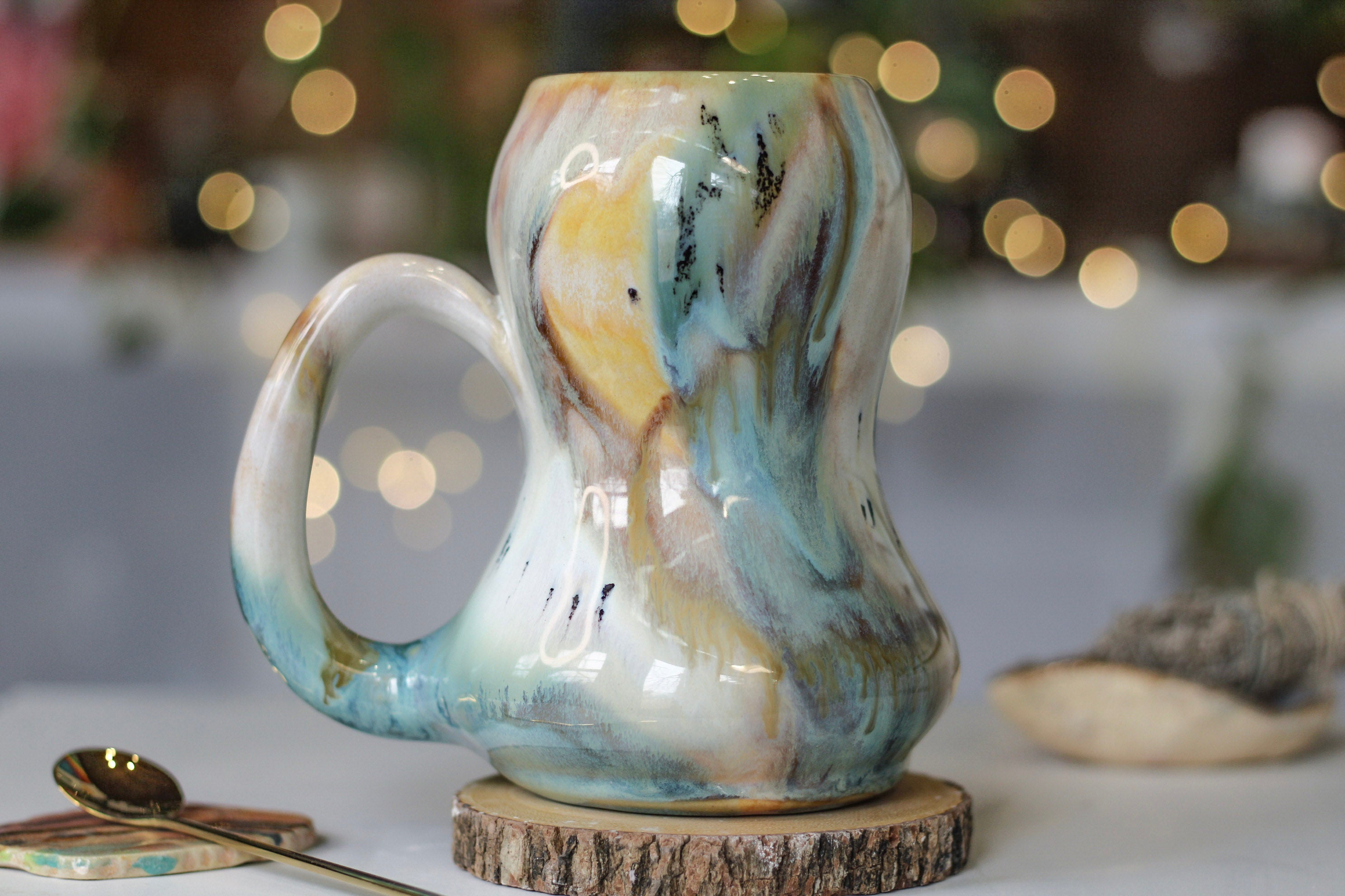 01-B Soft Earth Series PROTOTYPE Acorn Gourd Mug - TOP SHELF, 27 oz.